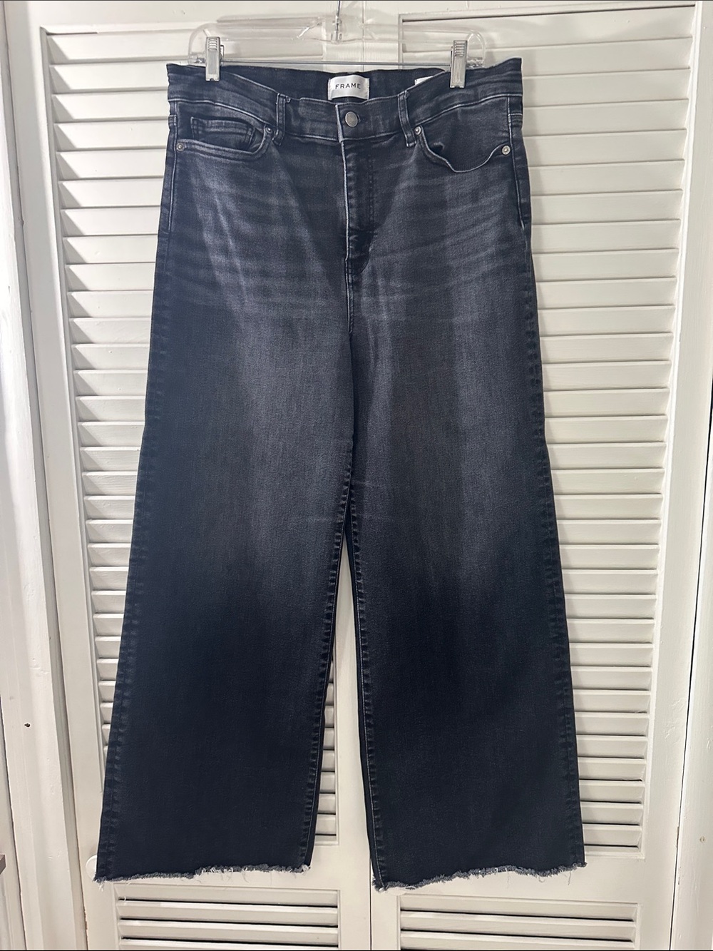 Frame Denim women’s Black Washed Wide-Leg Le Slim Palazzo Jeans